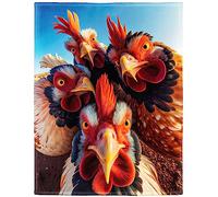 Rstick Roosters Blanket Animals Selfie Funny Chicken Fleece Blanket Soft Fuzzy Plush Throw Blankets for Couch Bed 50"x60"