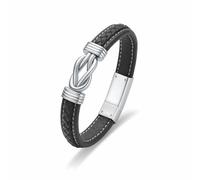 Rstnxnnl Men's Urn Bracelets Gifts for Men for Ashes- Black Braided Leather Infinity Knot Bracelets for Man,Mens Bracelet Jewelry Gift With Funnel Kit & Bag(Silver-24cm)