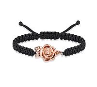 Rstnxnnl Rose Flower Cremation Urn Bracelet for Adjustable Boho Daisy Handmade Cremation Jewelry Braided Rope Bracelets for Women Jewelry Gift With Funnel Kit & Bag(RoseGold)
