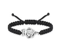 Rstnxnnl Rose Flower Cremation Urn Bracelet for Adjustable Boho Daisy Handmade Cremation Jewelry Braided Rope Bracelets for Women Jewelry Gift With Funnel Kit & Bag(Silver)