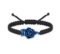 Rstnxnnl Rose Flower Cremation Urn Bracelet for Adjustable Boho Daisy Handmade Cremation Jewelry Braided Rope Bracelets for Women Jewelry Gift With Funnel Kit & Bag(Blue)