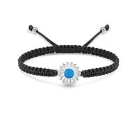 Rstnxnnl Sunflower Cremation Urn Bracelet for Adjustable Boho Daisy Handmade Cremation Jewelry Braided Rope Bracelets for Women Jewelry Gift With Funnel Kit & Bag(SilverBlue)