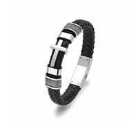 Rstnxnnl Urn Bracelet for Ashes With Leather Cremation Knot Cross Bracelet Stainless Steel Keepsake Cuff Bangle for Men Gifts With Funnel Kit & Bag(Silver-24cm)