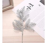RSTYS 12PCS Artificial Glitter Leaves Stems Picks,Simulation Tree Stems,Glitter Pine Needles Branch Lifelike DIY Wreath Ornament for Xmas Tree Decor