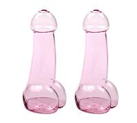 RSTYS 2Pcs Pink Transparent Wine Glass, 6.3inch Creative Funny Cocktail Glass, Irregular Novelty Beer Juice Cup, Birthday Party Funny Cup