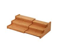 RSTYS 3 Tier Bamboo Spice Rack,Expandable Display Shelf,Countertop Storage Rack Desktop Spice Holder Cabinet Spice Organizer Shelves for Home Kitchen