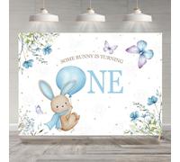 Rsuuinu 1st Birthday Backdrop for Girls Some Bunny is Turning One Blue Floral Rabbit Photography Background 7x5ft Easter Spring First Birthday Party Decorations Banner Photo Booth Studio Props