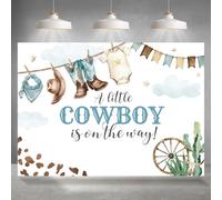 Rsuuinu 7x5ft Cowboy Baby Shower Backdrop Boots Hat Cloud A Little Cowboy is On The Way Photography Background Boys Baby Shower Party Decoration Supplies Cake Table Banner Photo Booth Studio Props