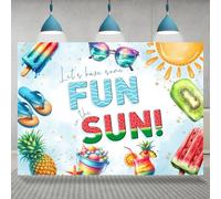 Rsuuinu 7x5ft Fun in The Sun Backdrop Summer Fruit Beach Tropical Background for Photography Kids Boys Girls Birthday Baby Shower Holiday Party Decorations Favors Banner Photo Booth Props