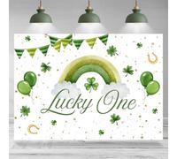 Rsuuinu 7x5ft Lucky One Backdrop St. Patricks Day Themed 1st Birthday Green Rainbow Shamrock Irish Photography Background First Birthay Party Decorations Banner Photo Booth Studio Props