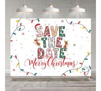Rsuuinu 7x5ft Merry Christmas Party Backdrop Save The Date Bridal Shower Photography Background Christmas Holiday Party Decoration Supplies Cake Table Banner Photo Booth Studio Props