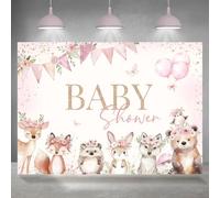 Rsuuinu Baby Shower Backdrop Animals Floral Rabbit Fox Deer Hedgehog Bird Bear Photography Background 7x5ft Girls Kids Newborn Baby Shower Party Decorations Banner Photo Booth Studio Props