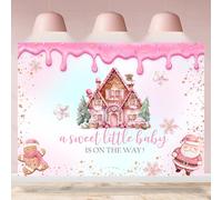Rsuuinu Baby Shower Backdrop Merry Christmas Cookies Candy Snowflake A Sweet Little Baby is On The Way Photography Background 7x5ft Xmas Newborn Party Decor Supplies Banner Photo Booth Studio Props