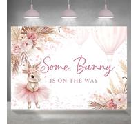 Rsuuinu Bunny Baby Shower Backdrop Boho Floral Some Bunny is On The Way Photography Background for Girls Kids Newborn Rabbit Baby Shower Party Decorations Banner Photo Booth Studio Props 7x5ft