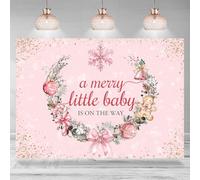 Rsuuinu Christmas Baby Shower Backdrop A Merry Little Baby is On The Way Winter Pink Bowknot Snowflake Gingerbread Background 7x5ft Newborn Party Decorations Cake Table Banner Photo Booth Studio Props