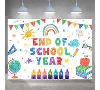 Rsuuinu End of School Year Backdrop Goodbye School Hello Summer Graduation Background for Photography 7x5ft Graduate Party Decorations Favors Banner Photo Booth Props