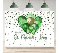 Rsuuinu Happy St Patrick's Day Backdrop Green Balloon Lucky Shamrock Irish Photography Background 7x5ft Happy St.Patricks Day Party Decorations Banner Photo Booth Studio Props