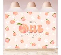 Rsuuinu Peach Themed 1st Birthday Backdrop for Girls She is One Sweet Peach Floral Photography Background Girls First Birthday Party Decoration Supplies Banner Photo Booth Studio Props 7x5ft