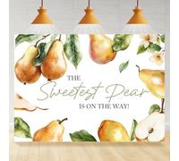 Rsuuinu Pear Themed Baby Shower Photography Backdrop The Sweetest Pear is On The Way Background Baby Shower Party Decoration Supplies Cake Table Banner Photo Booth Studio Props 7x5ft