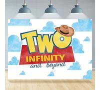 Rsuuinu Two Infinity and Beyond 2nd Birthday Hat Blue Clouds Photography Backdrop 7x5ft
