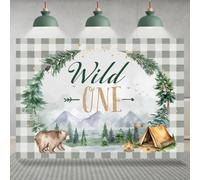 Rsuuinu Wild One Backdrop Adventure Forest Camping Stars Little Bear Background for Photography 7x5ft Animals 1st Birthday Party Decorations Favors Banner Photo Props