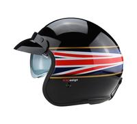 Viper RSV06 Motorcycle Helmet Black Skull Urban Open Face Jet Moped Bike Scooter Safety Wear (Union Jack, M)