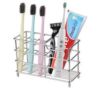 RSVLEISI Toothbrush Holder for Bathroom - Stainless Steel Rustproof Metal Toothpaste Holder Stand with Multi-Functional 7 Slots, for Electric Toothbrush Razor Stand Organizer Accessories - Chrome