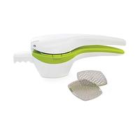 RSVP International (SPUD) Potato Ricer, White/Green | Mash Potatoes, Fruits, Vegetables & More | Includes Medium & Coarse Plates | Pot Resting Extension | Dishwasher Safe