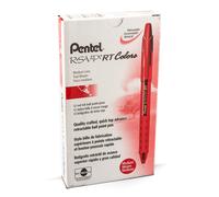 RSVP RT COLORS Retractable Ball Point Pen, Medium Line, Red Barrel, Red Ink, Box of 12 (BK93CRB-B)