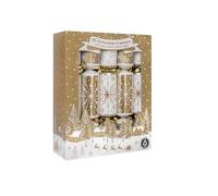 RSW 10 Family Gold Snowflake 12" Crackers - Elegant White & Gold Christmas Crackers with Hats, Mottos & Festive Gifts - Perfect for Christmas Dinner