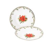 RSW 2PC Christmas Holly 20cm Bowls Round Porcelain Food Bowl Kitchen Tableware Set