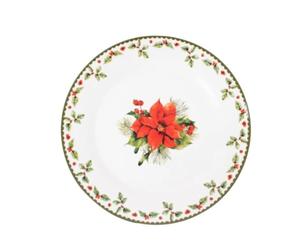 RSW 2pc Round Side Plates Christmas Holly Design Porcelain Dessert Plates Tableware