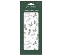 RSW 5 Sheets Christmas Silver Woodland Character Decorative Tissue Paper for Gift Wrapping Present Crafts Wrapping Paper 50cm x 70cm Eco Friendly