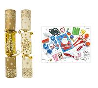RSW 50 Christmas Crackers 11" Cream & Gold Star Catering Cracker New Year Party Bulk Wedding