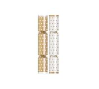 RSW 50 x 10 Gold Star Christmas Crackers - Catering Bulk Pack - Elegant Gold & White Crackers with Hat, Joke & Gift - Perfect for Christmas Parties & Dining Tables