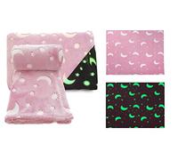 RSW Baby Blanket Fleece Glow in Dark Soft Baby Blanket 70 x 90 cm Fleece Blanket for Crib Pram Boys Girls Cot Bed Swaddle Pram Shawl Wrap Toddler (Pink)