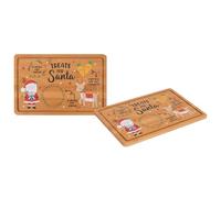 RSW Bamboo Santa Treat Board - 20 x 30 cm Christmas Eve Snack Tray for Santa & Reindeer - Reusable Wooden Serving Board