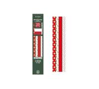 RSW Christmas 8 Metre Gift Wrap Pack - 4 x 2M Wrapping Paper Rolls, 2 x 2M Raffia Ribbons & 8 Tags - Snowflake, Gingerbread & Candy Cane Designs