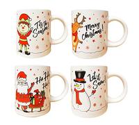RSW Christmas Mugs Set of 4 Festive Party Xmas Mugs Home Kitchen Tea Coffee Cups Christmas Tableware Xmas Decorations Mug Set Office