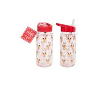 RSW Christmas Reindeer Water Bottle with Straw - 500ml Kids Bottle with Flip Top Spout - Fun Festive Christmas Design