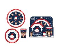 RSW Christmas Santa & Friends Kids Dinner Set - 3 Piece Tableware Set with Plate, Bowl & Cup - Festive Santa & Reindeer Design - Perfect for Children