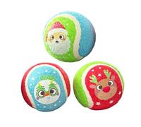 RSW Dog Toy Christmas Tennis Balls 3 Pack Festive Fun 6cm Diameter