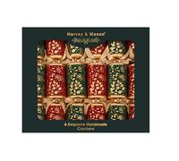 RSW Harvey & Mason 6 Exquisite Flock 13.5" Crackers - Luxury Christmas Table Crackers with Velvet Finish, Satin Ribbon & Pearl Detail - Includes Hats, Mottos & Premium Gifts
