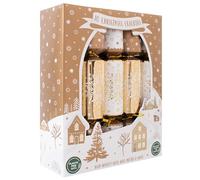 RSW International Box 10 Family Christmas Crackers White & Gold Snowflake Plastic Free Festive Table Decoration