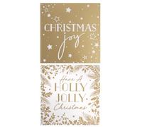 RSW Pack of 10 Assorted Christmas Cards - 2 Designs Christmas Joy and Have a Holly Jolly Christmas - Gold/White - Eco Friendly Packaging 100% Recyclable