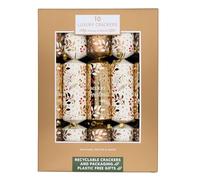 RSW Pack Of 10 Elegant Family Christmas Crackers Gold & Ivory Holly Berry Dinner Cracker 14 Inch