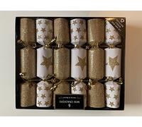RSW Pack Of 6 Mini Christmas Crackers Gold Glitter Star Design Perfect For Christmas And New Year Festive Dinner Party Cracker