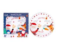 RSW Porcelain Christmas Eve Plate - Santa and Rudolph Design - 10.5” - Personalise with Marker Included - Perfect for Kids Christmas Dinner - Festive Seasonal Xmas Plates