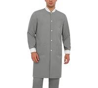 Rswnyirn Adult Botton Up Long Sleeve Medical Uniforms Knee Length Anti-static Lab Coat Outerwear Grey XXL