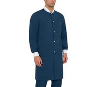 Rswnyirn Adult Botton Up Long Sleeve Medical Uniforms Knee Length Anti-static Lab Coat Outerwear Navy Blue S